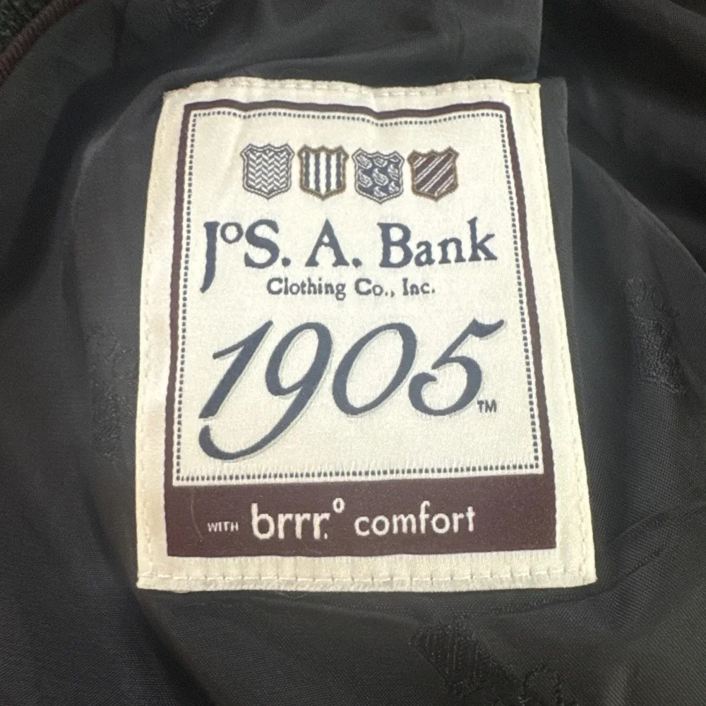 Jos A Bank 1905 Green Plaid Brrr Wool Tailored Fit Blazer Elbow Patch Jacket 46R